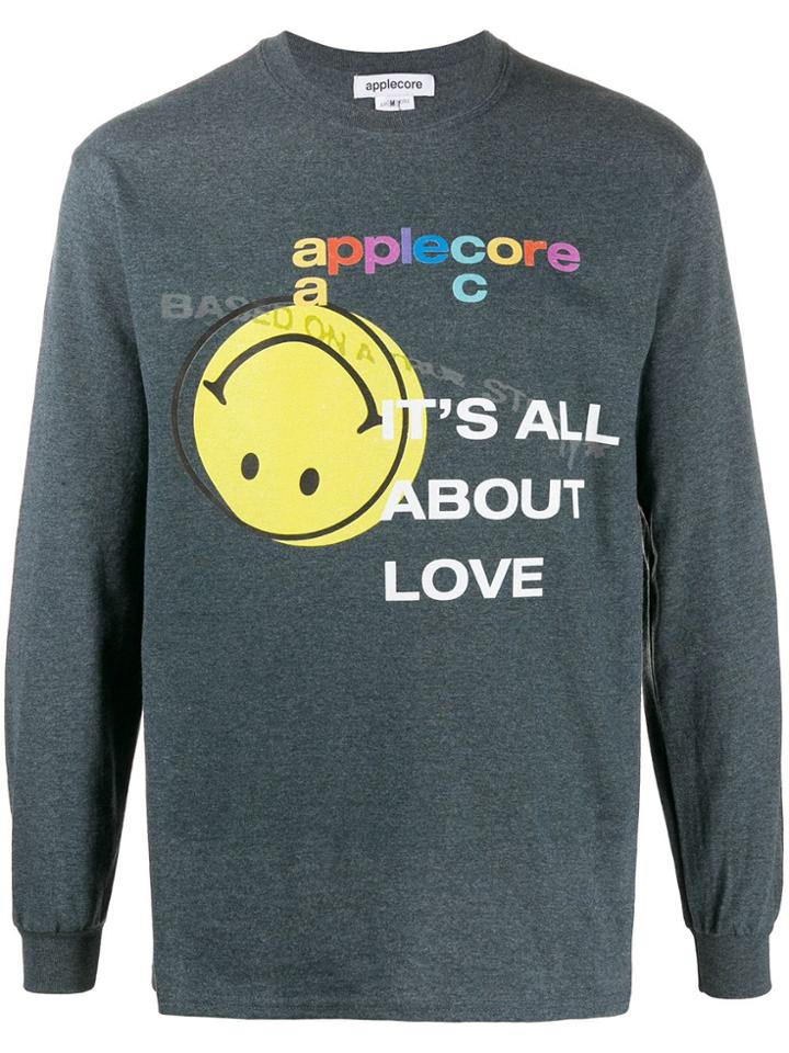Applecore Smiley Face Print Sweatshirt - Green