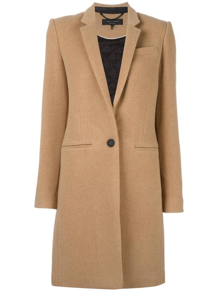 Rag & Bone Welt Pockets Mid Coat, Women's, Size: 6, Nude/neutrals, Wool/nylon/sheep Skin/shearling/cupro