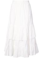 Alexa Chung Embroidered Flared Midi Skirt - White