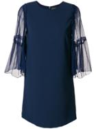 Ermanno Ermanno Sheer Ruffle Sleeve Dress - Blue