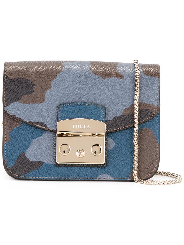 Furla Camouflage Print Crossbody Bag, Women's, Blue, Leather