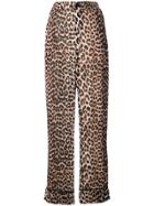Ganni Leopard Print Straight Trousers - Neutrals