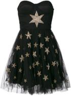 Amen Tulle Skirt Beaded Star Applique Dress - Black