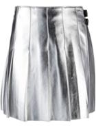Msgm Metallic Pleated Skirt - Silver