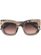 Stella Mccartney Eyewear Python Print Square Sunglasses - Brown