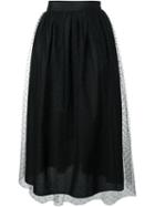 Red Valentino Point D'espirit Midi Skirt, Women's, Size: 42, Black, Polyamide/viscose/polyester/cotton