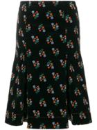 Sonia Rykiel Velvet Floral Print Skirt - Black