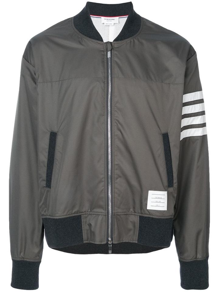 Thom Browne Seamed 4-bar Stripe Ripstop Mesh Bomber Jacket - Green