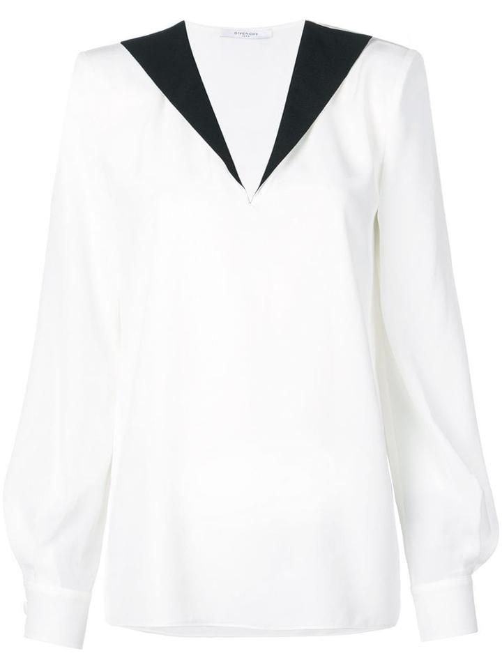 Givenchy Contrast V-neck Blouse - White