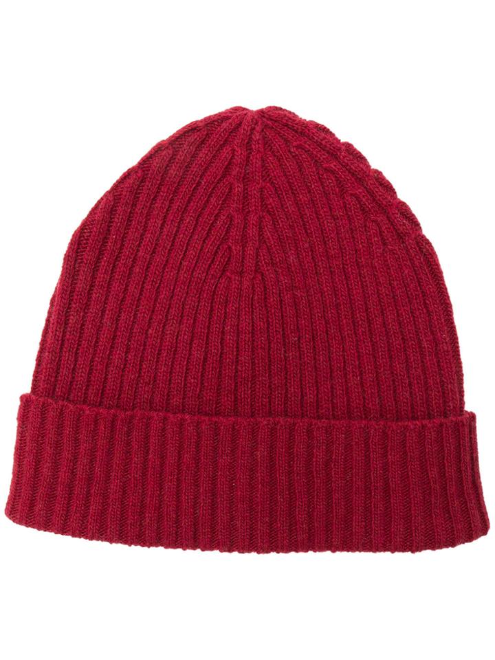 Eleventy Ribbed Knit Beanie - Red