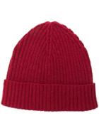 Eleventy Ribbed Knit Beanie - Red