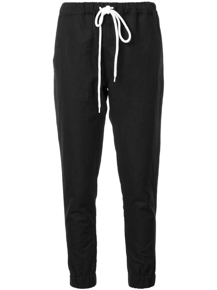Bassike Slub Cuffed Sweatpants, Women's, Size: 6, Black, Cotton/linen/flax