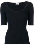 Sonia Rykiel Raw Edge Ribbed Scoop Tee - Blue