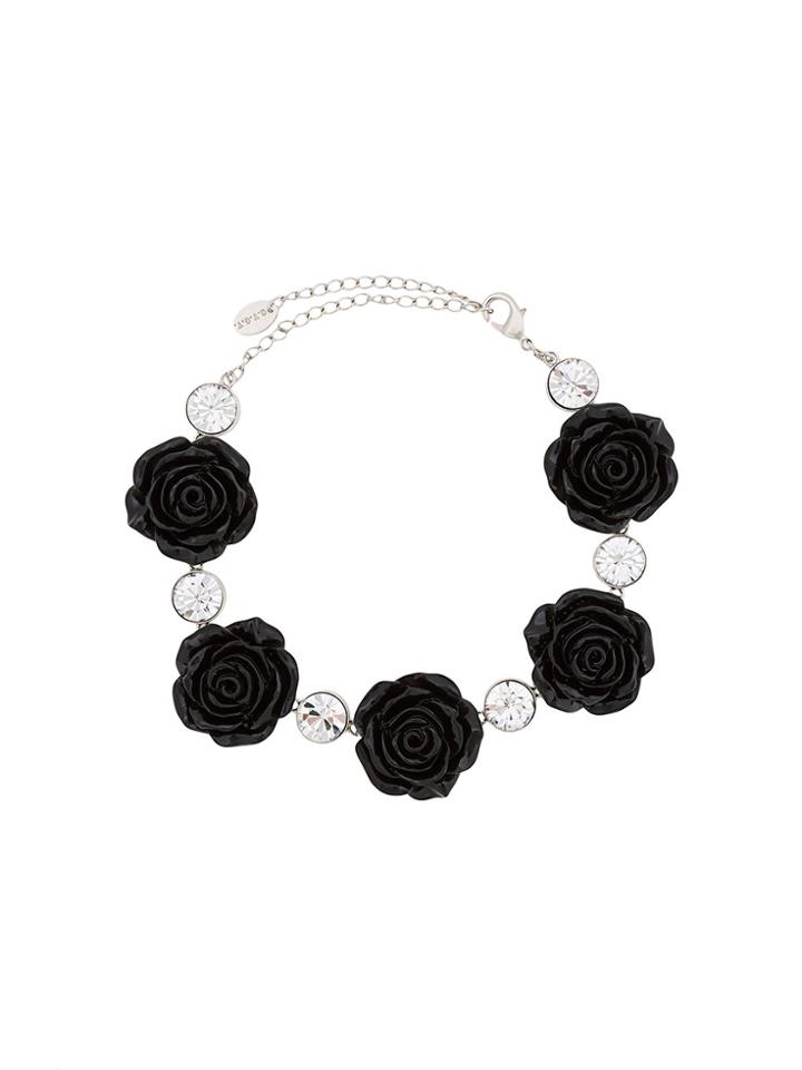 G.v.g.v. Rose And Rhinestone Choker - Black