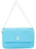 Chanel Vintage Cc Logos Plastic Chain Shoulder Bag - Blue