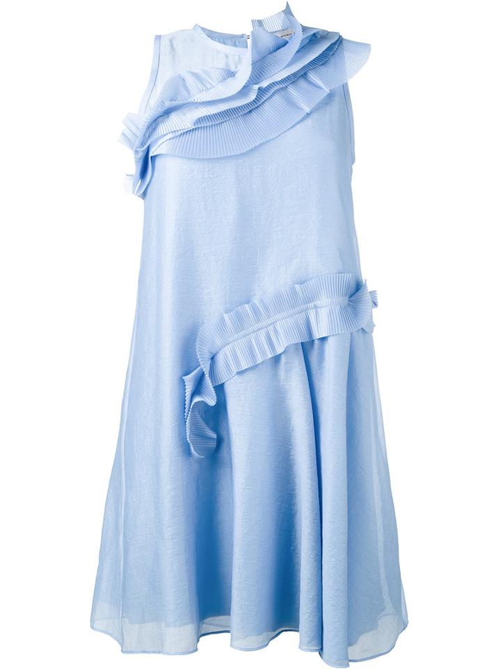Carven - Flared Dress - Women - Silk/polyester/acetate - 42, Blue, Silk/polyester/acetate