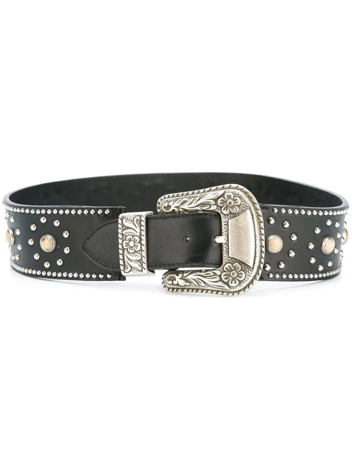 Golden Goose Deluxe Brand Western Buckle Belt, Women's, Size: 80, Black, Calf Leather