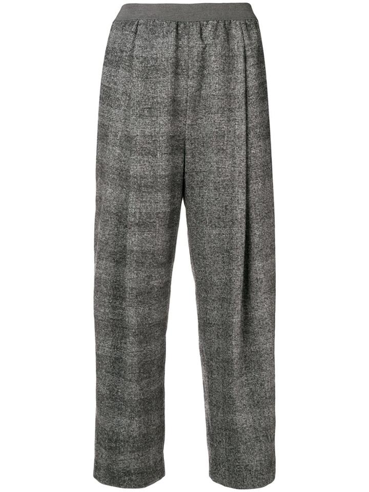 Agnona Check Cropped Trousers - Grey