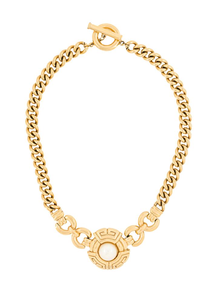 Givenchy Vintage 1980s Vintage Givenchy Chain Faux Pearl Necklace -