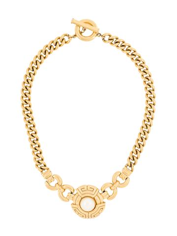 Givenchy Vintage 1980s Vintage Givenchy Chain Faux Pearl Necklace -