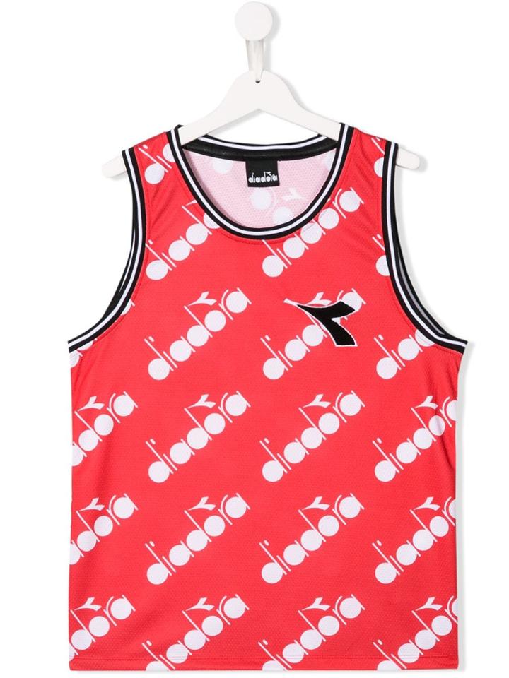 Diadora Junior Teen Logo Print Tank Top - Red