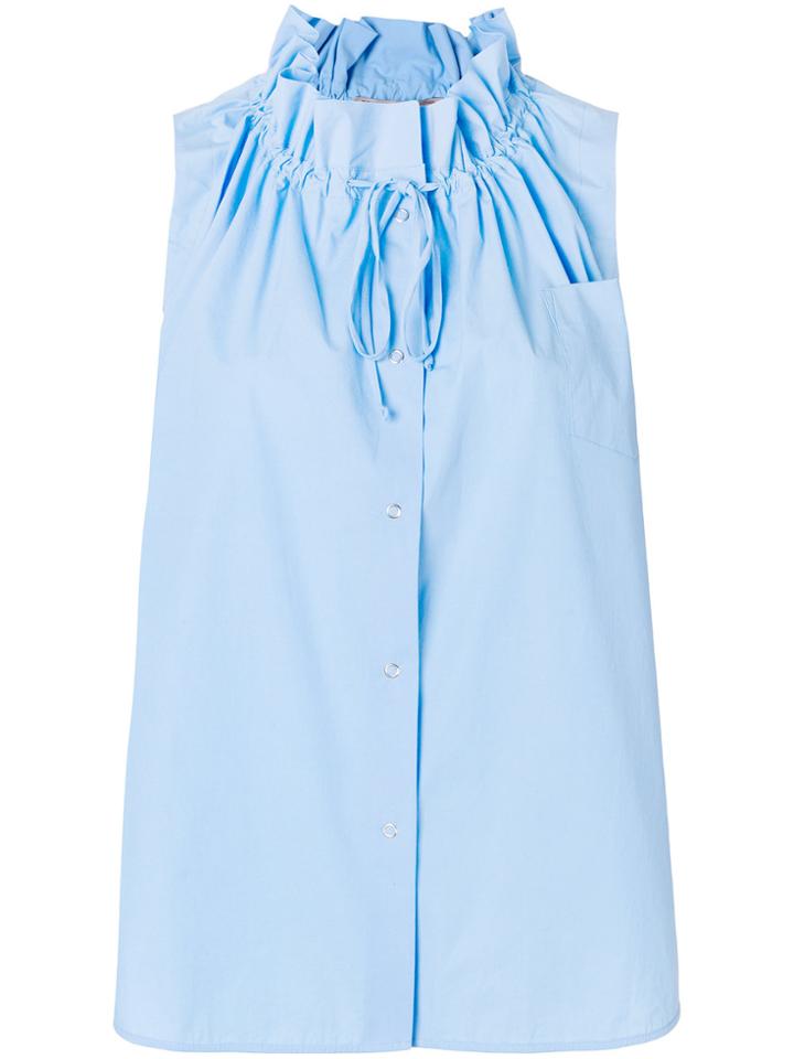 Ermanno Scervino Frilled Neck Shirt - Blue
