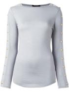 Balmain Buttoned Sleeve Jumper, Women's, Size: 36, Grey, Wool/cashmere