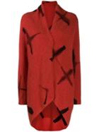 Suzusan Patterned Draped Cardigan - Red