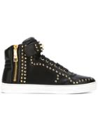 Versace Studded Hi-top Sneakers, Men's, Size: 42, Black, Leather/rubber/metal Other