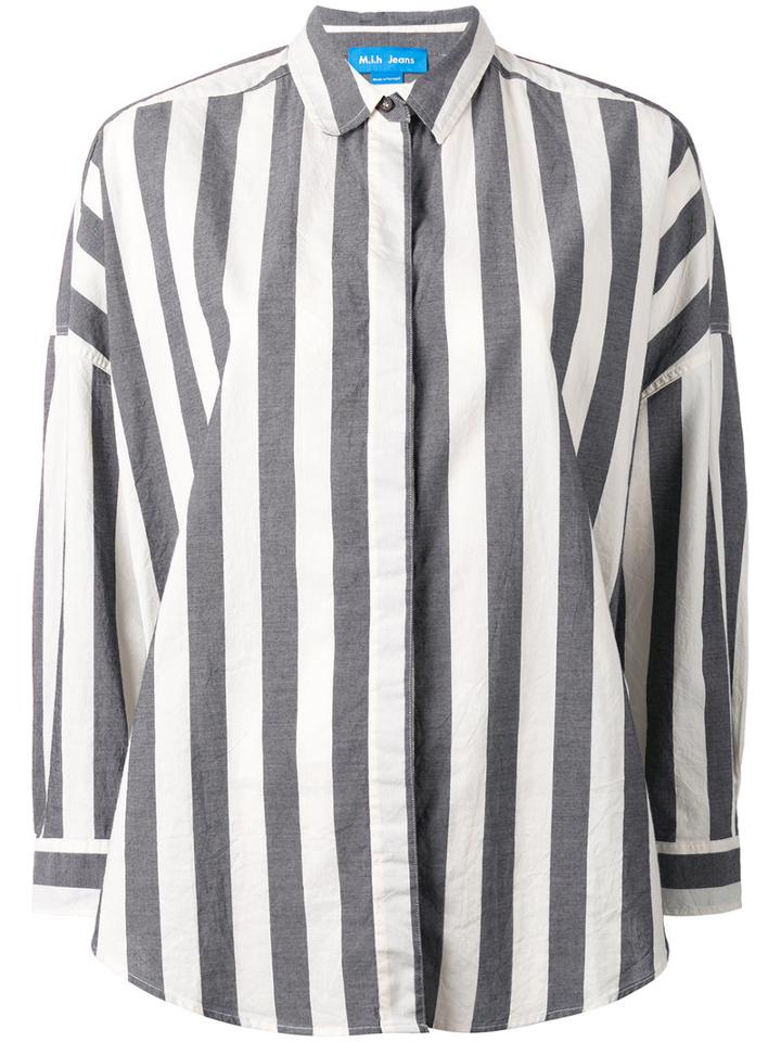 Mih Jeans Statement Stripe Shirt, Women's, Size: Small, Grey, Cotton