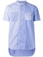 Wooster + Lardini Striped Shortsleeved Shirt, Men's, Size: Medium, Blue, Cotton