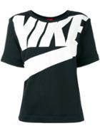 Nike Logo Print T-shirt, Women's, Size: Medium, Black, Cotton/polyester/viscose