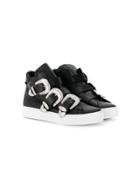 Dsquared2 Kids Teen Hi-top Sneakers With Side Buckles - Black