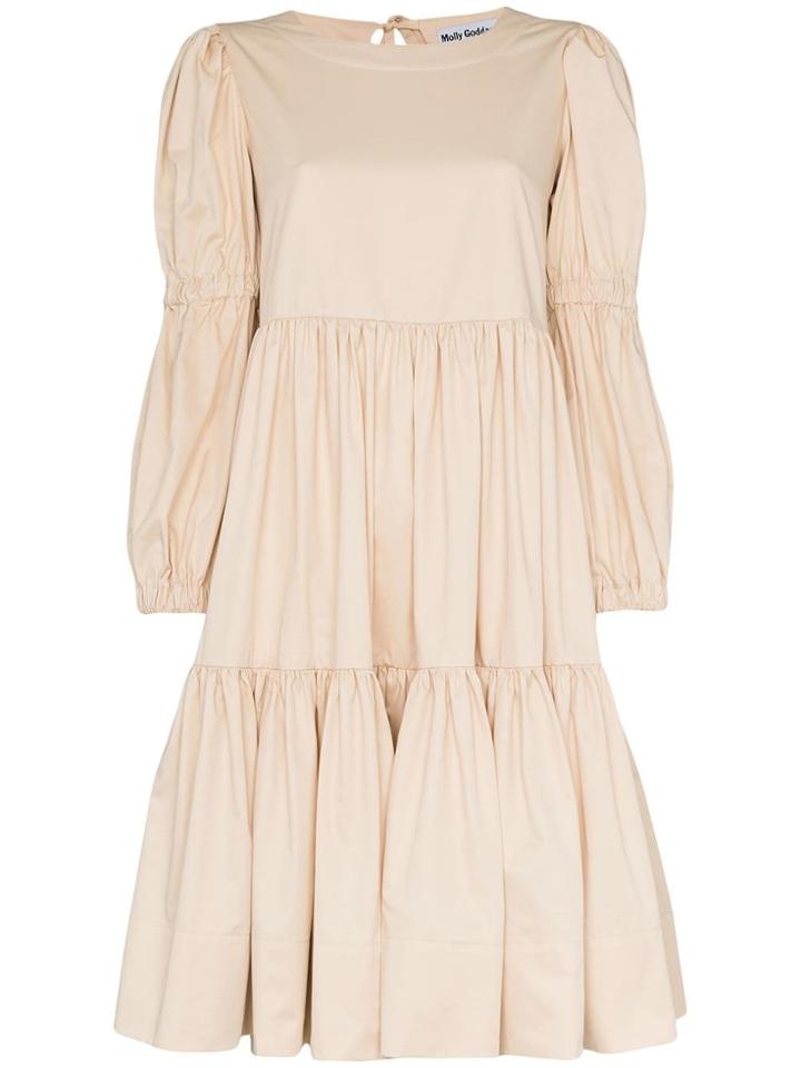 Molly Goddard Milla Long Sleeve Cotton Dress - Neutrals