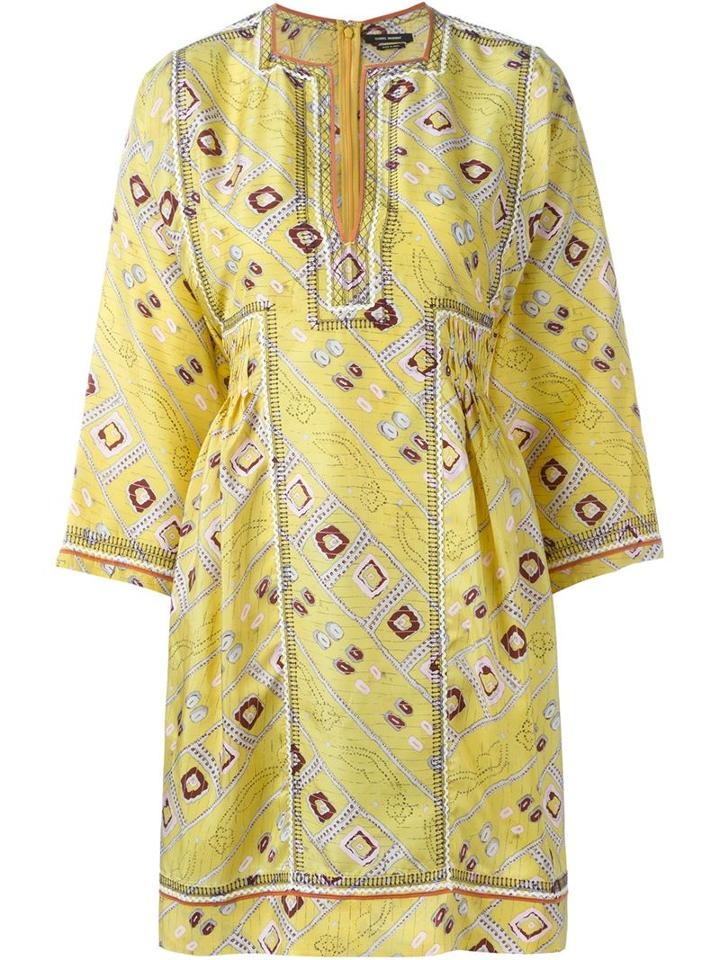 Isabel Marant - 'thurman' Dress - Women - Silk/cotton/polyester/viscose - 38, Yellow/orange, Silk/cotton/polyester/viscose
