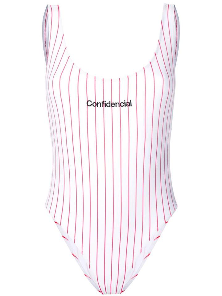 Marcelo Burlon County Of Milan Confidencial Striped Swimsuit - White