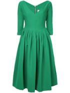 Preen By Thornton Bregazzi Plunge-neck Flared Dress - Green