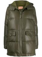 Yves Salomon Army Leather Puffer Coat - Green