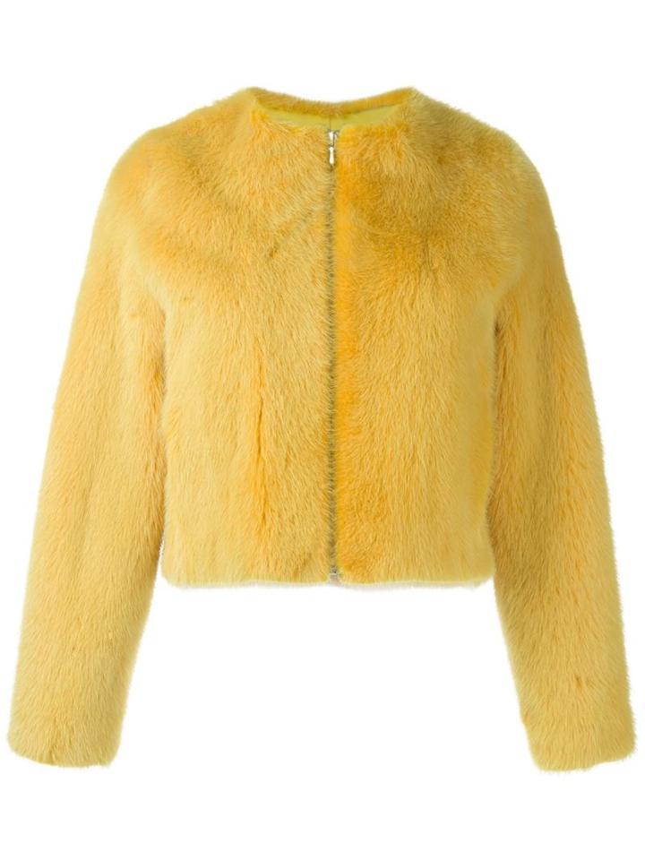 Liska Cropped Jacket, Women's, Size: Xs, Yellow/orange, Mink Fur