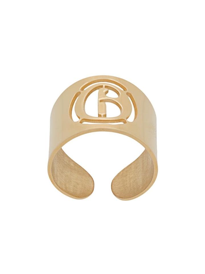 Mm6 Maison Margiela Logo Open Wide Ring - Gold