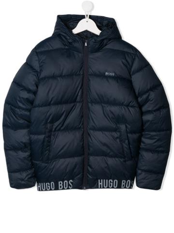 Boss Kids Teen Logo Band Puffer Jacket - Blue