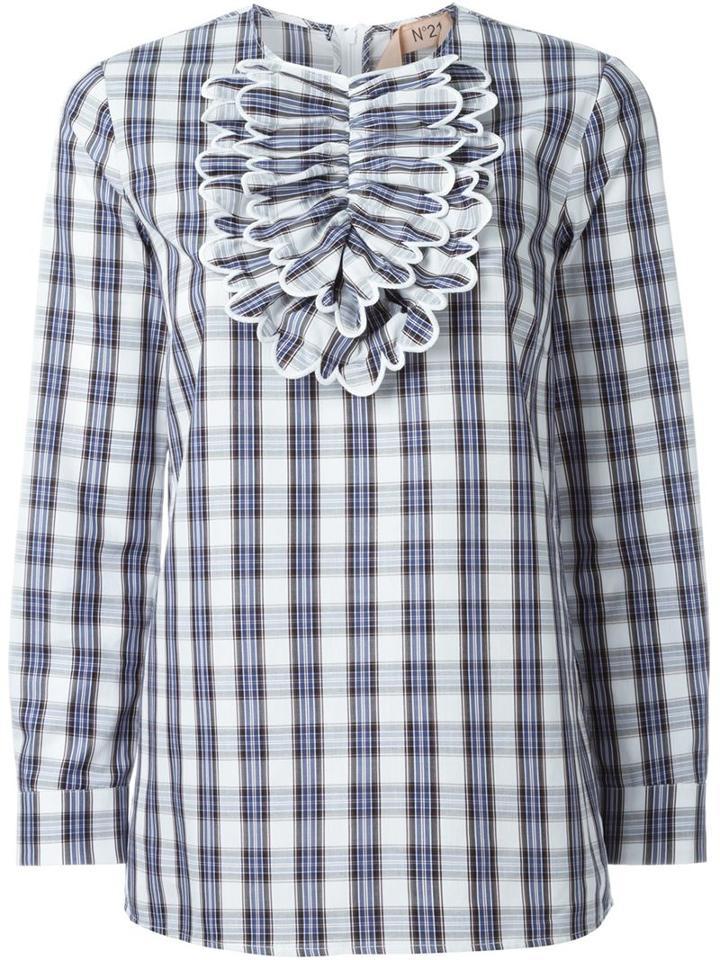 No21 Bib Detail Checked Blouse