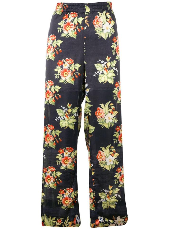 Paco Rabanne Floral-print Trousers - Blue