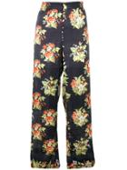 Paco Rabanne Floral-print Trousers - Blue