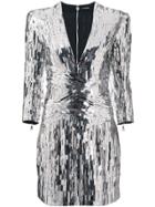 Balmain Sequin Embellished Mini Dress - Silver