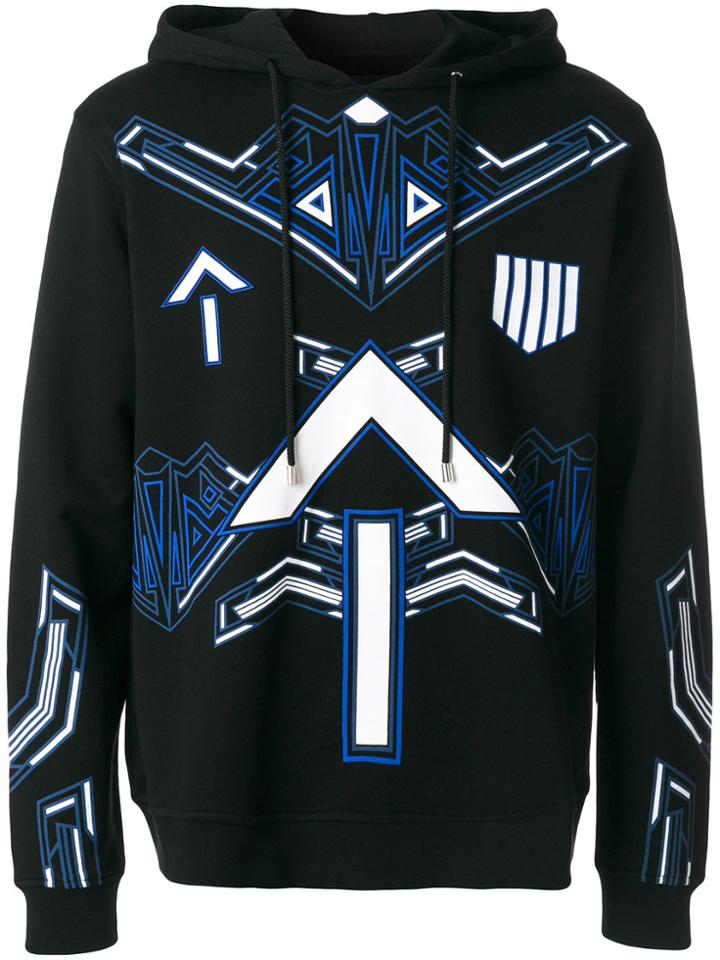 Les Hommes Printed Hoodie - Black