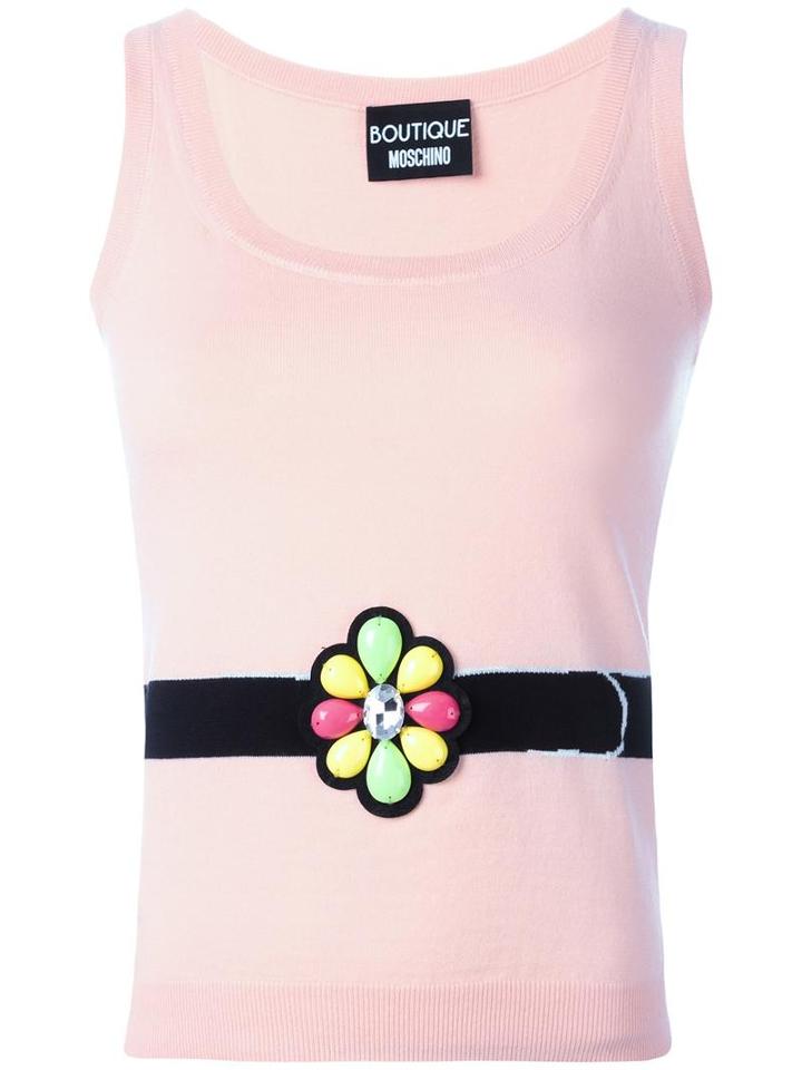 Boutique Moschino Embellished Knitted Tank, Women's, Size: 40, Pink/purple, Virgin Wool/cotton/other Fibers