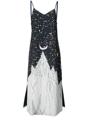 Reemami - Mountain Print Slip Dress - Women - Cotton - M, Black, Cotton