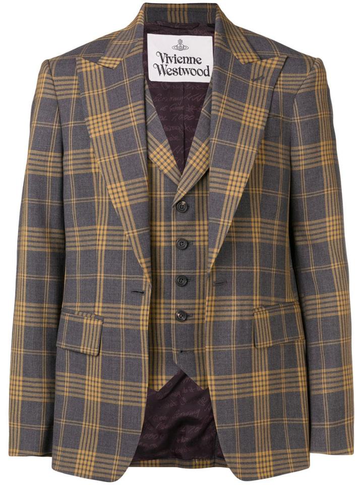 Vivienne Westwood Layered Check Jacket - Grey