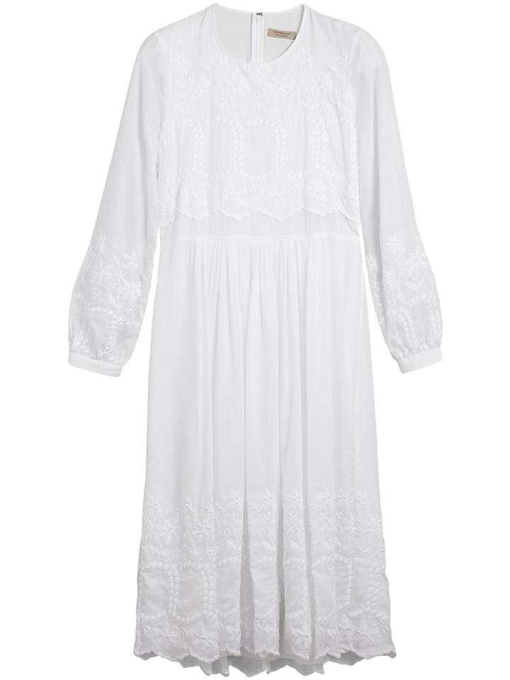 Burberry Embroidered Cotton Silk Voile Dress - White
